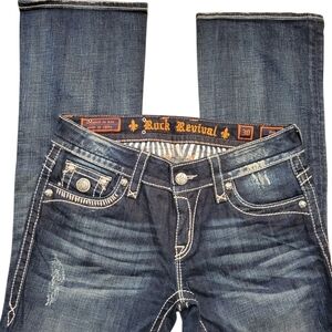 Rock Revival Jen Bootcut Womens Dark Blue Denim Pants 30 Western Glam Rodeo